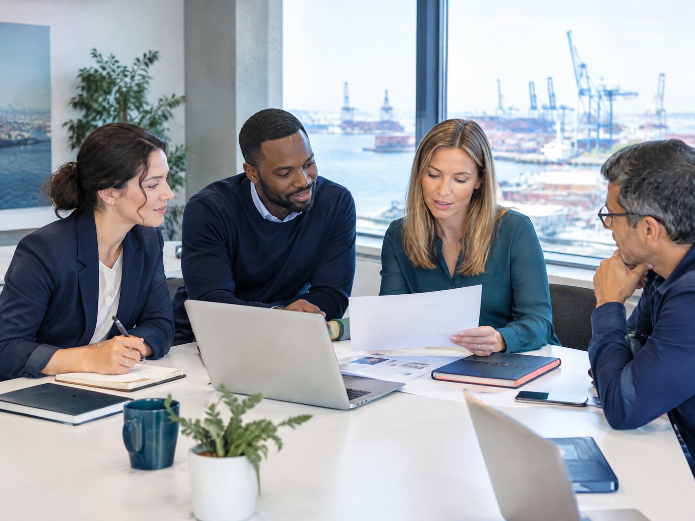 Maritime recruitment team reviewing candidate profiles